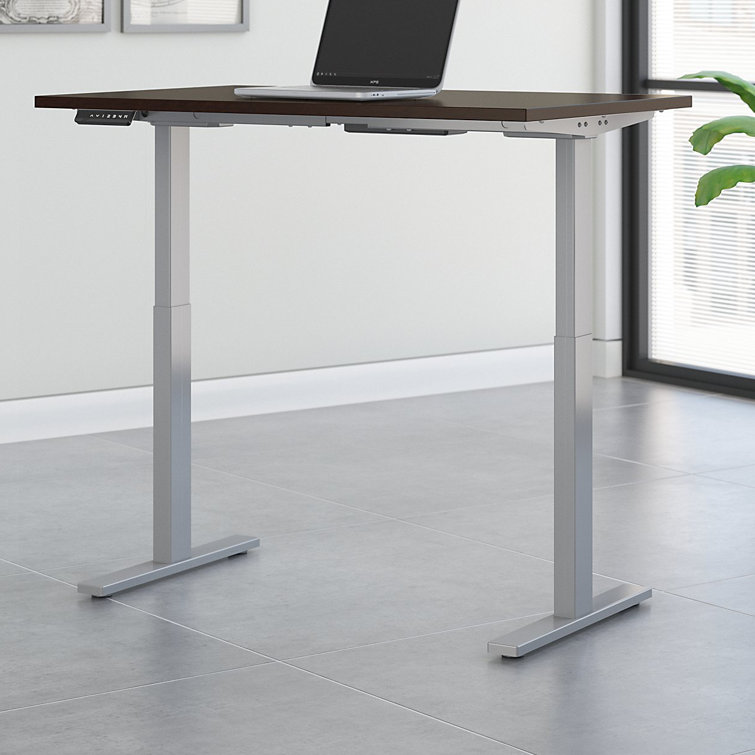 ErgoFlex Black Walnut and Cool Gray Electric Sit-Stand Desk 47.6"