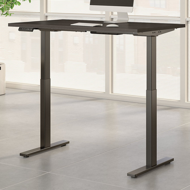 Storm Gray Electric Adjustable Height Desk with Black Steel Frame