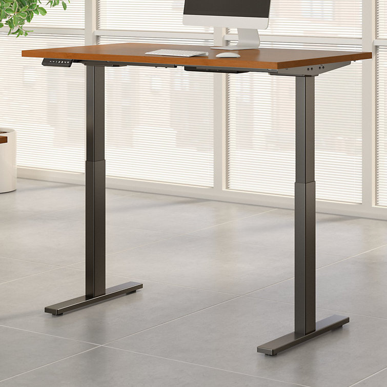 ErgoFlex Black Walnut and Cool Gray Electric Sit-Stand Desk 47.6"