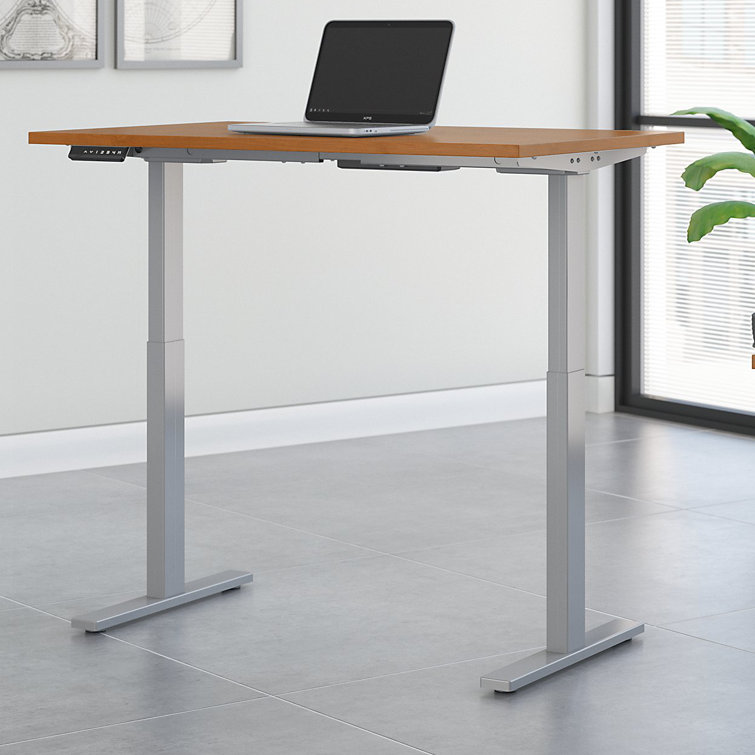 ErgoFlex Black Walnut and Cool Gray Electric Sit-Stand Desk 47.6"