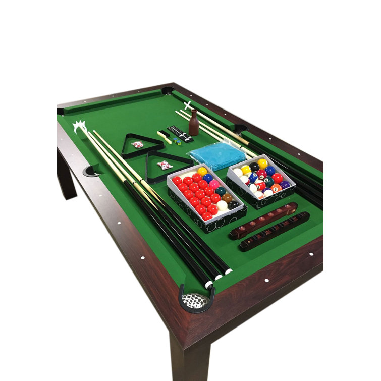Cherry Wood 7' Pool Table with Green Felt and Dining Top