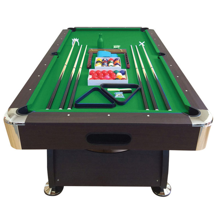 7-Foot Dark Brown Pool Table with Electric Blue Cloth