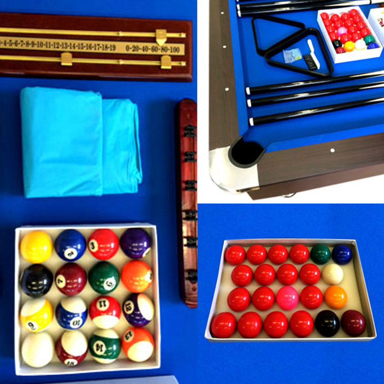 7-Foot Dark Brown Pool Table with Electric Blue Cloth