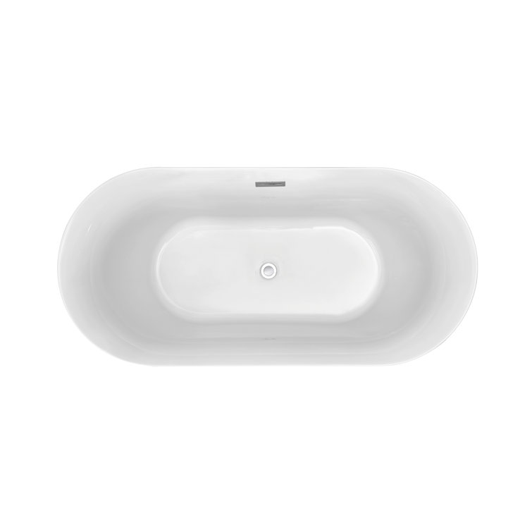 59'' Black and White Acrylic Freestanding Soaking Tub