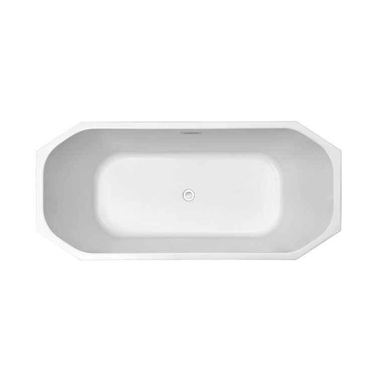 63" Glossy White Acrylic Diamond Cut Freestanding Bathtub
