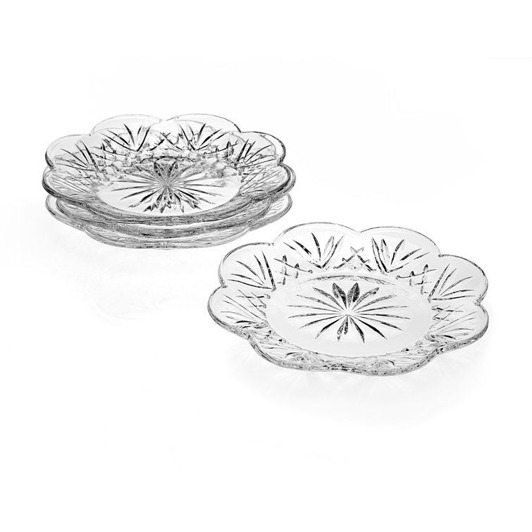 Dublin Clear Crystal Scalloped Dessert Plates Set of 4