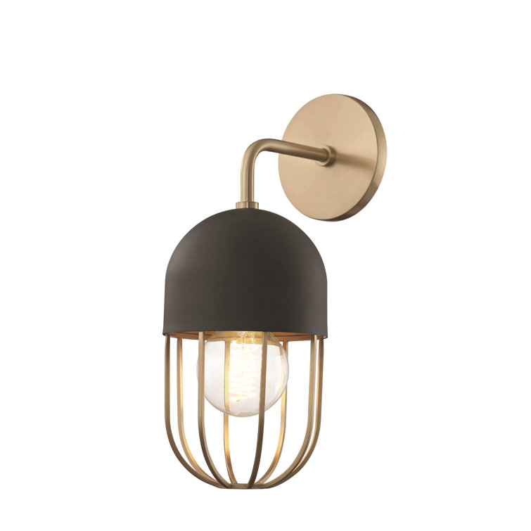 Aged Brass and Black Metal Wall Sconce