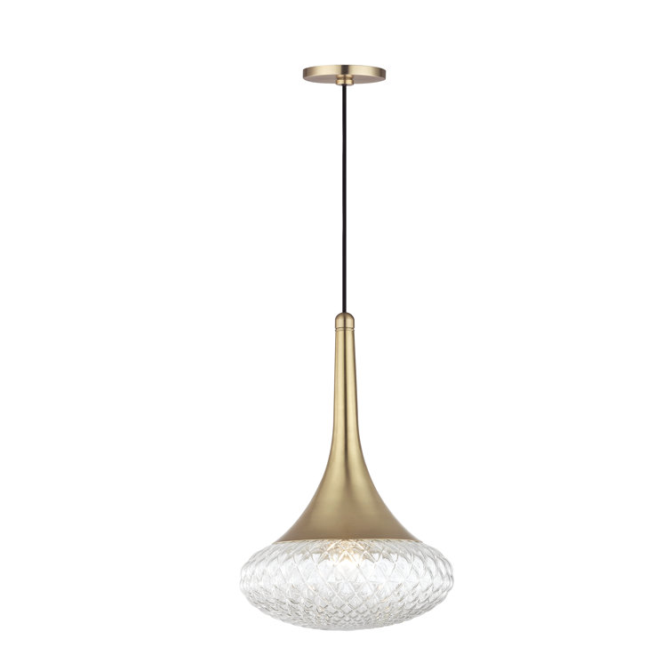 Bella Aged Brass and Clear Glass Pendant Light