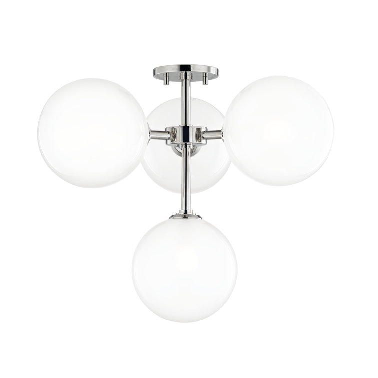 Ashleigh Polished Nickel 4-Light LED Globe Semi Flush Mount