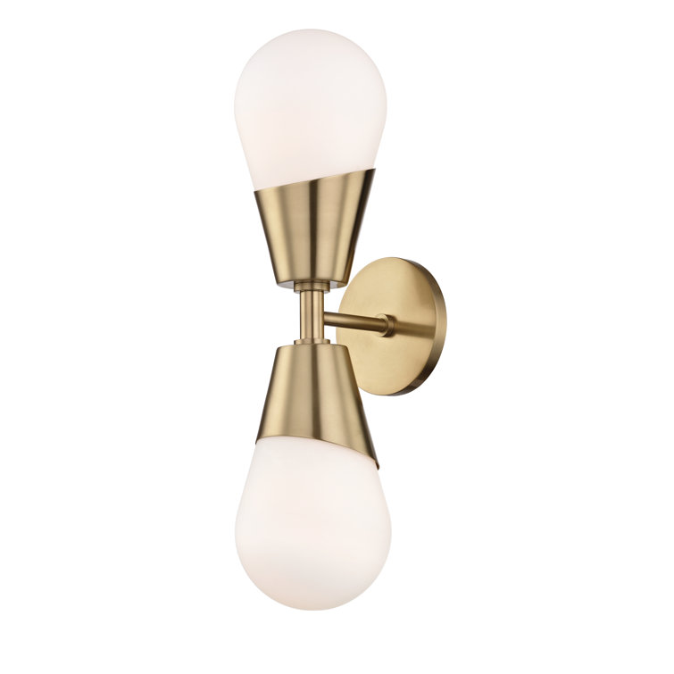Cora Contemporary 2-Light Aged Brass Wall Sconce with Frosted Glass Shade