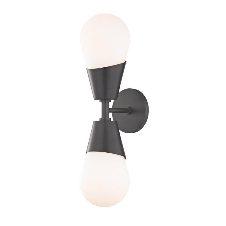 Cora Old Bronze Dual-Light Wall Sconce with White Glass Shade
