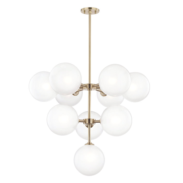 Aged Brass 10-Light Sputnik Chandelier with Glass Globes