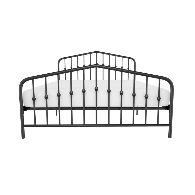 Novogratz Bushwick Queen Black Metal Bed with Round Finials