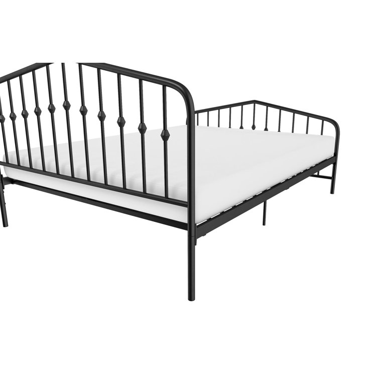 Novogratz Bushwick Queen Black Metal Bed with Round Finials