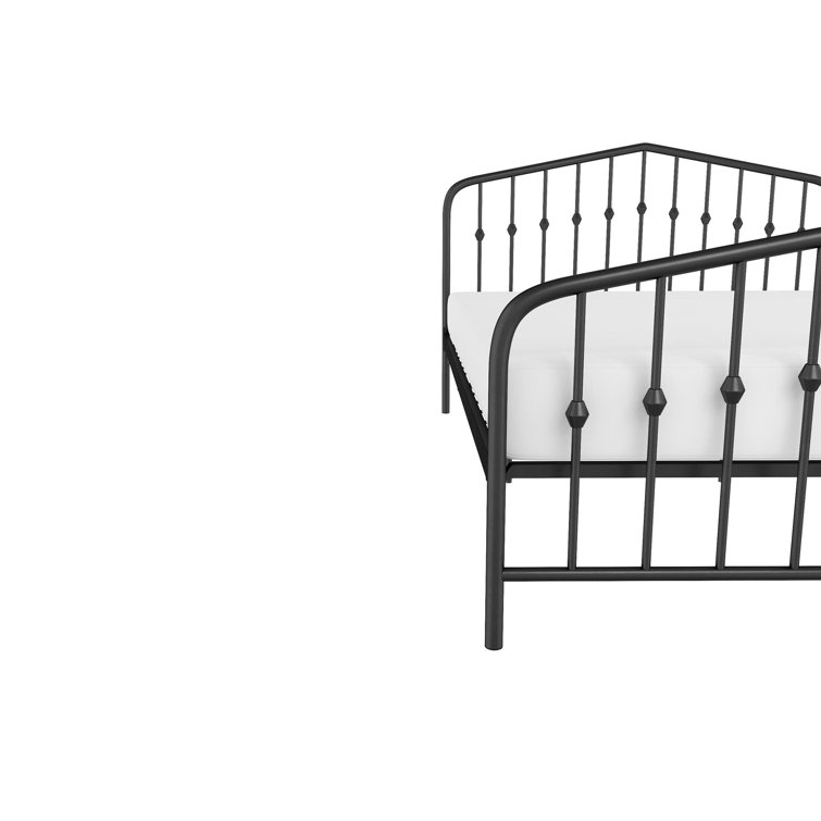 Novogratz Bushwick Queen Black Metal Bed with Round Finials