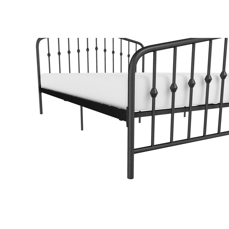 Novogratz Bushwick Queen Black Metal Bed with Round Finials