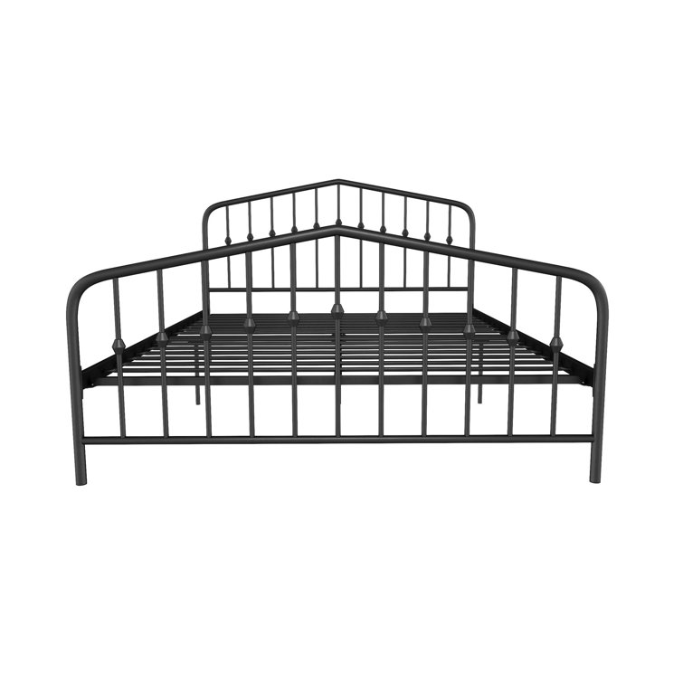 Novogratz Bushwick Queen Black Metal Bed with Round Finials