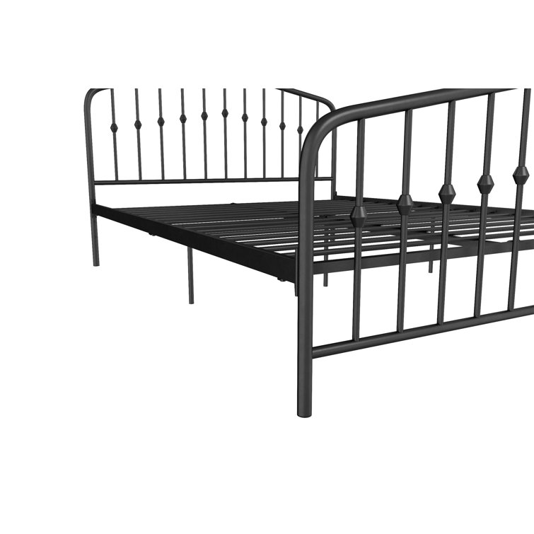 Novogratz Bushwick Queen Black Metal Bed with Round Finials