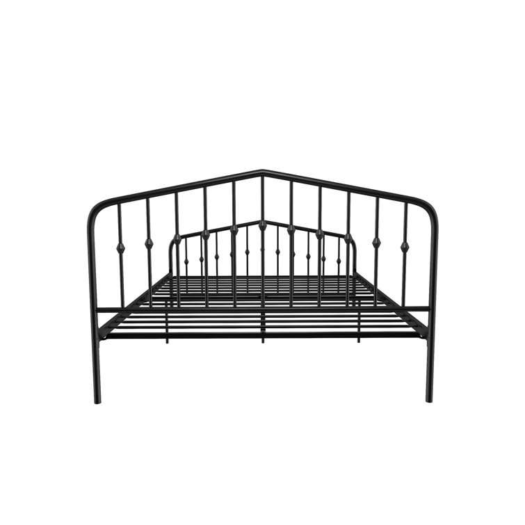 Novogratz Bushwick Queen Black Metal Bed with Round Finials