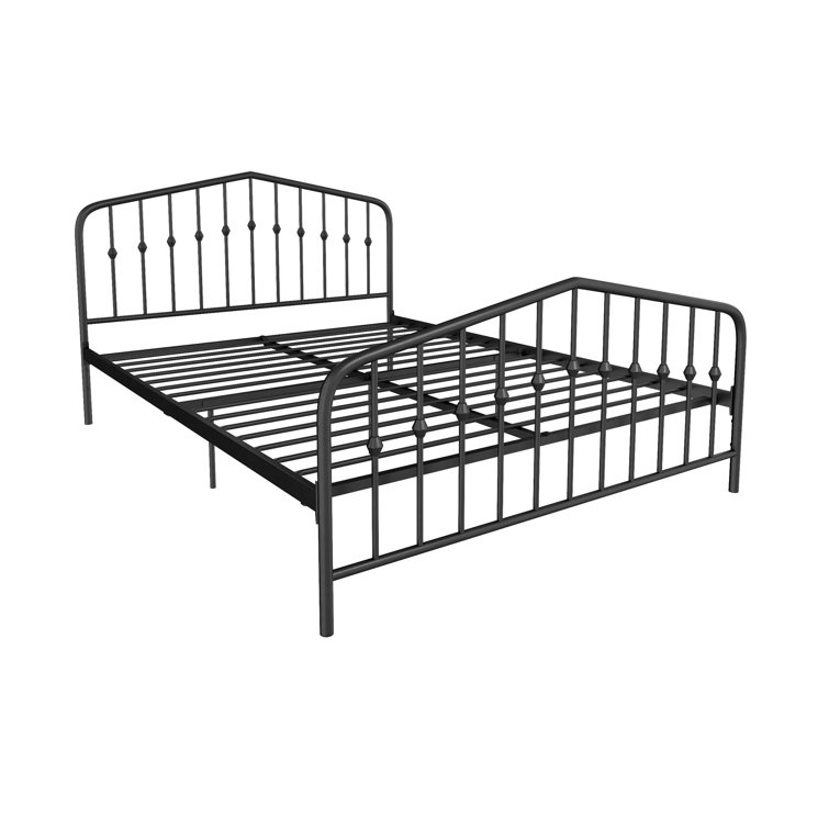 Novogratz Bushwick Queen Black Metal Bed with Round Finials