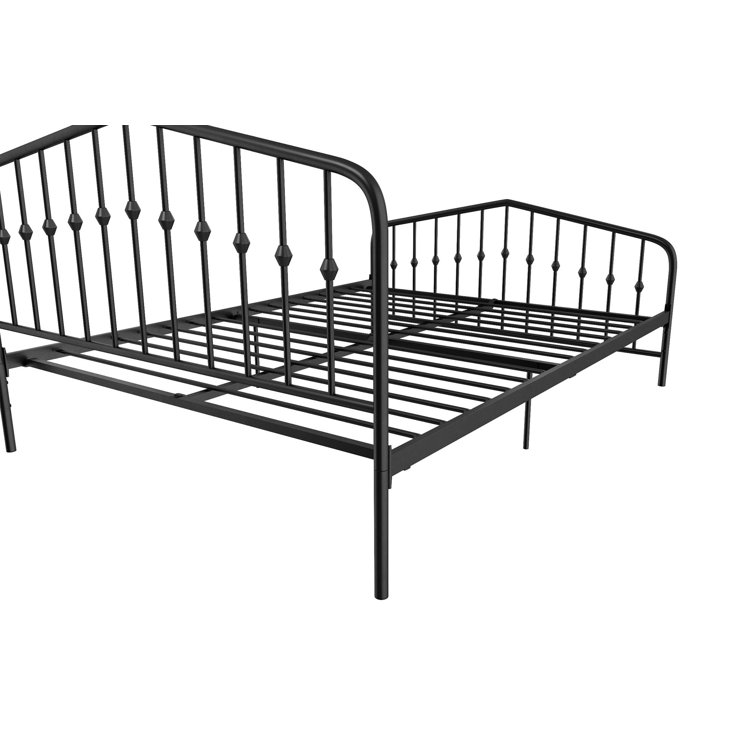 Novogratz Bushwick Queen Black Metal Bed with Round Finials