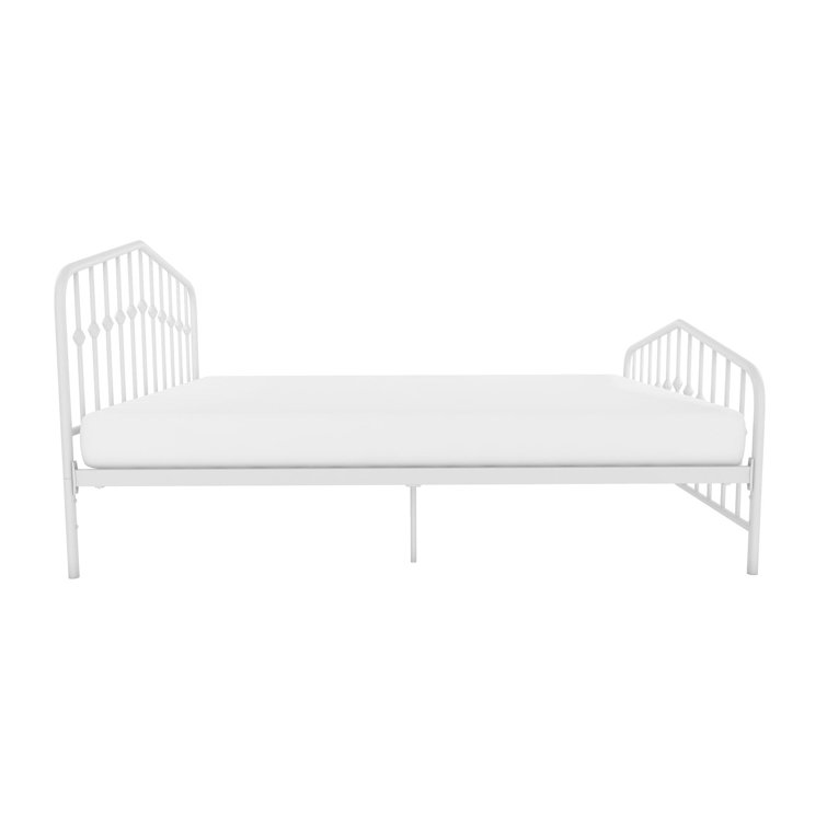 Bushwick Queen Warm Creamy White Metal Bed with Slats