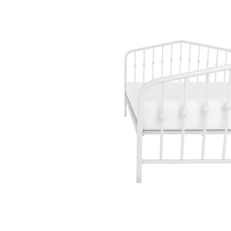 Bushwick Queen Warm Creamy White Metal Bed with Slats