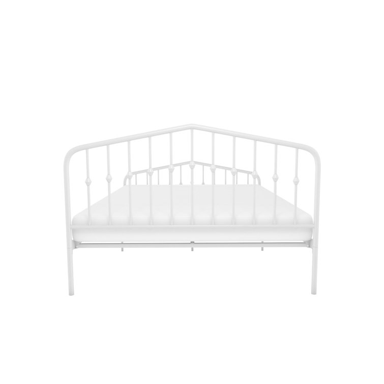 Bushwick Queen Warm Creamy White Metal Bed with Slats