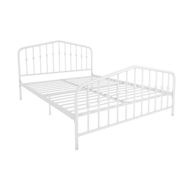 Bushwick Queen Warm Creamy White Metal Bed with Slats