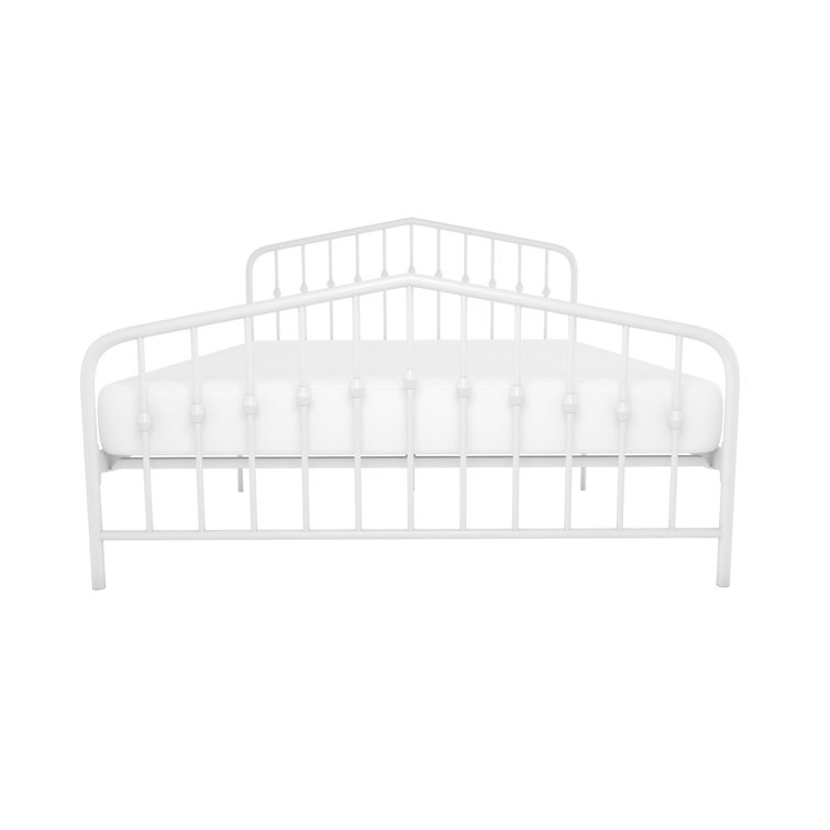 Bushwick Queen Warm Creamy White Metal Bed with Slats