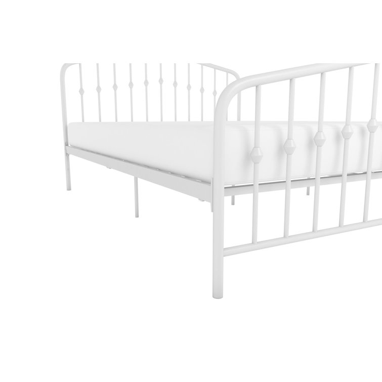 Bushwick Queen Warm Creamy White Metal Bed with Slats