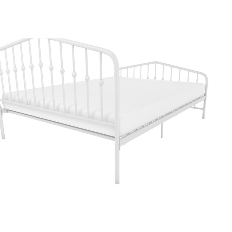 Bushwick Queen Warm Creamy White Metal Bed with Slats
