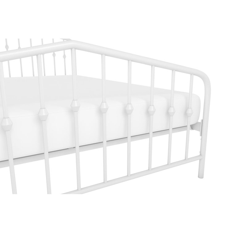 Bushwick Queen Warm Creamy White Metal Bed with Slats