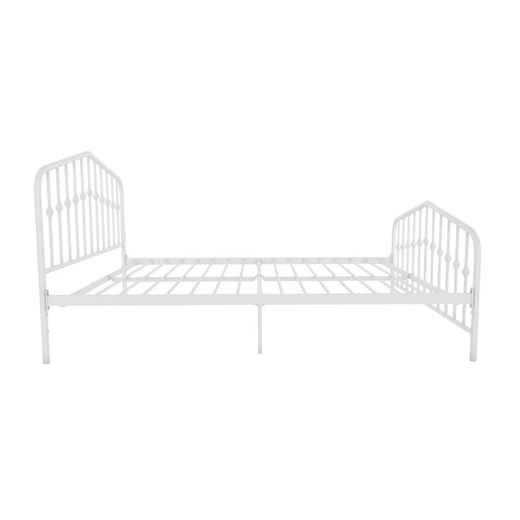 Bushwick Queen Warm Creamy White Metal Bed with Slats