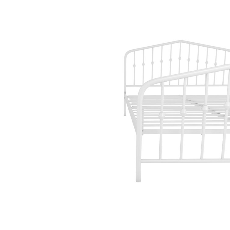 Bushwick Queen Warm Creamy White Metal Bed with Slats