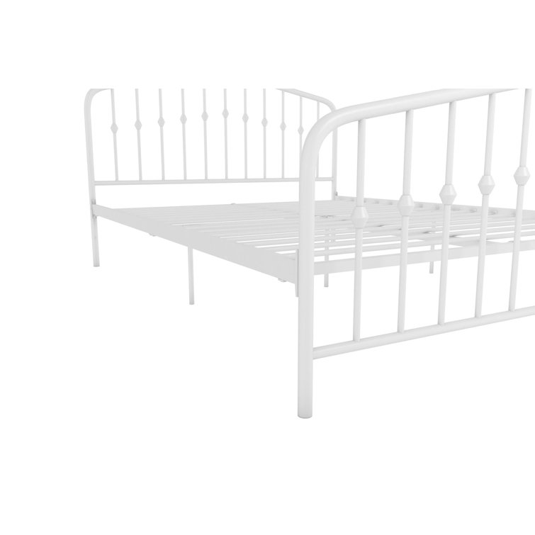 Bushwick Queen Warm Creamy White Metal Bed with Slats