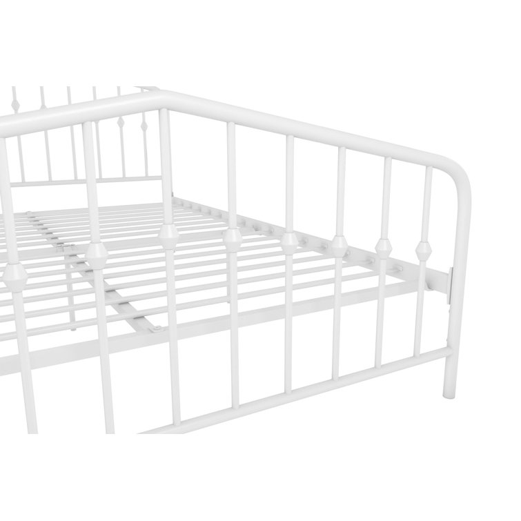 Bushwick Queen Warm Creamy White Metal Bed with Slats