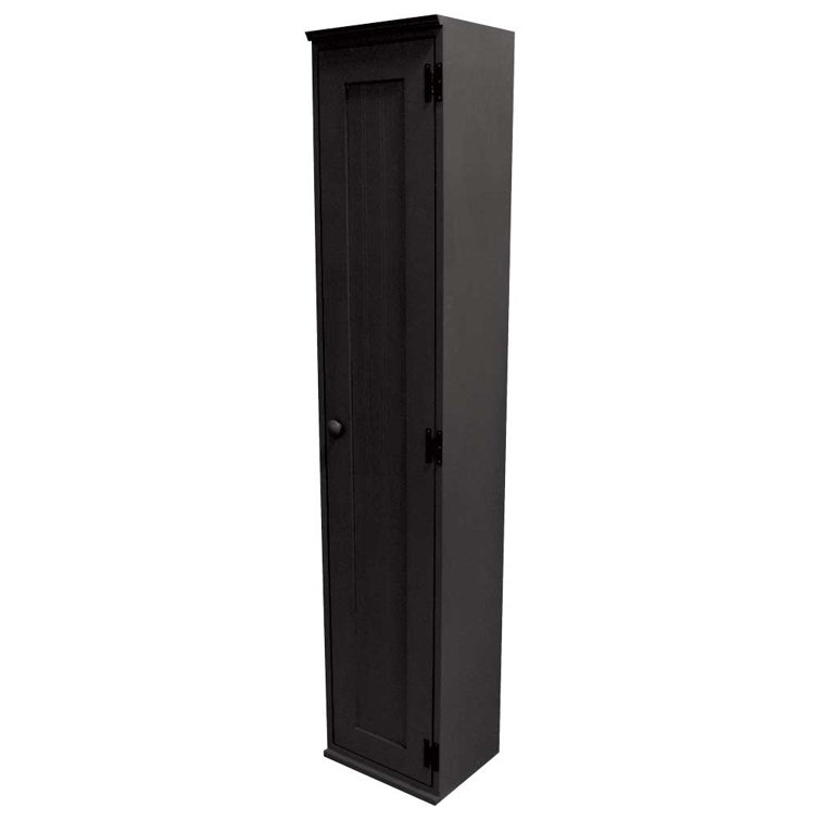 Black Solid Wood Freestanding Office Locker with Adjustable Shelving