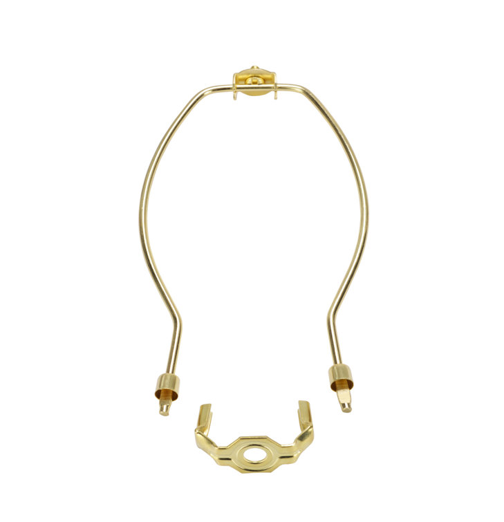 Polished Brass Heavy Duty Lamp Harp with Saddle