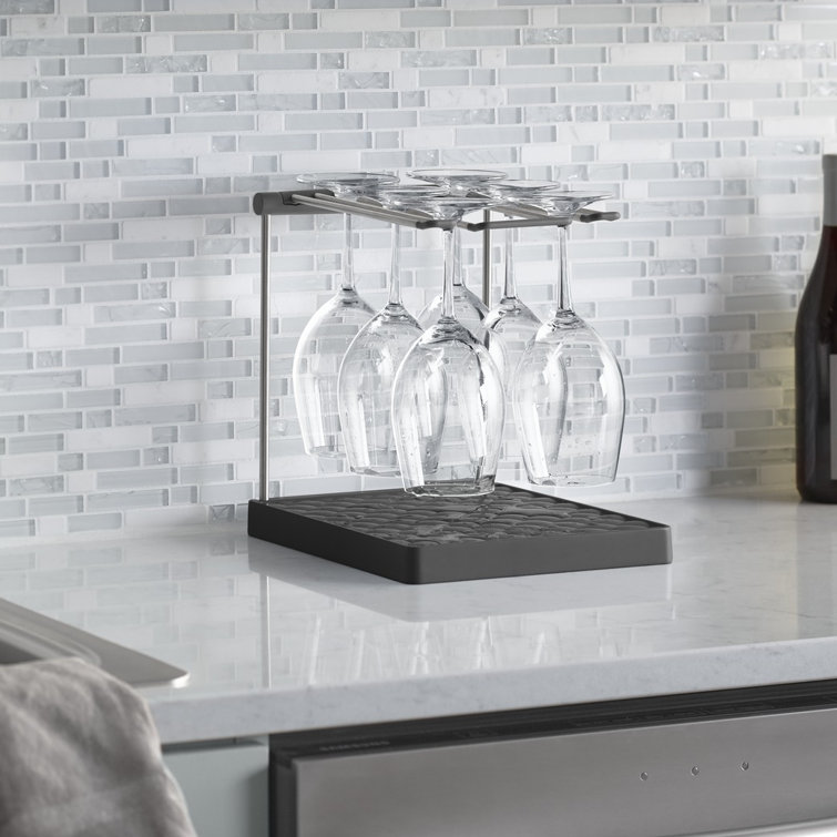 Charcoal Folding Wine Glass Drying Rack Organizer