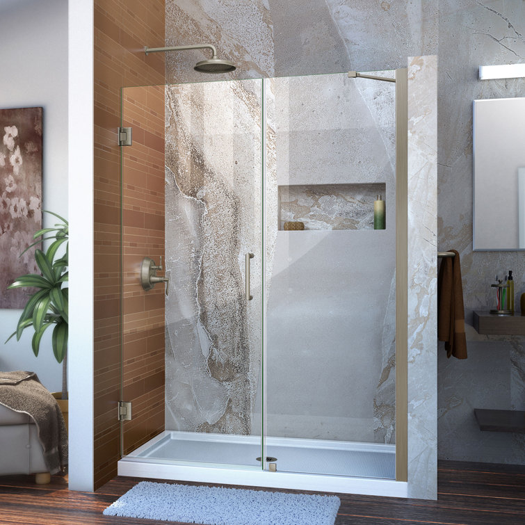 DreamLine 61" Black Frameless Hinged Shower Door with ClearMax Glass