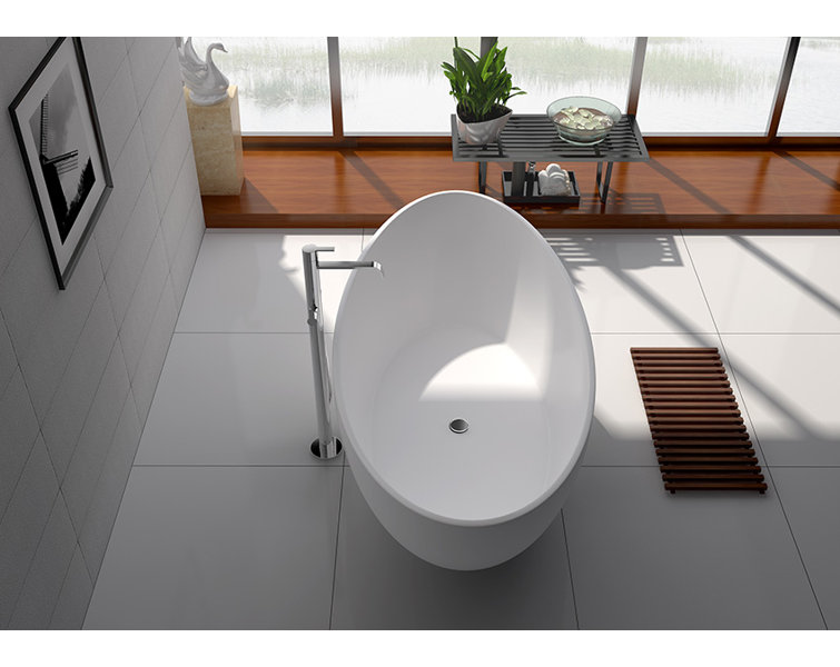 63'' White Acrylic Freestanding Soaking Bathtub