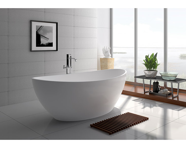 63'' White Acrylic Freestanding Soaking Bathtub