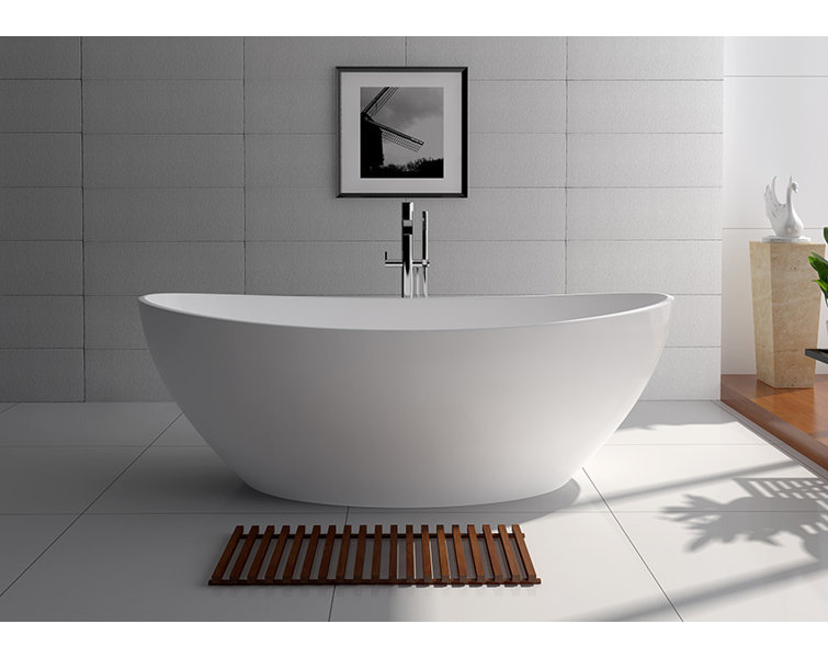 63'' White Acrylic Freestanding Soaking Bathtub