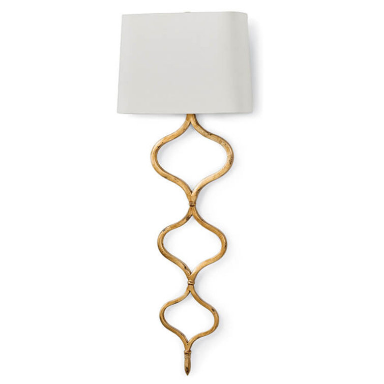 Gold Leaf Linen Shade Dimmable Wall Sconce