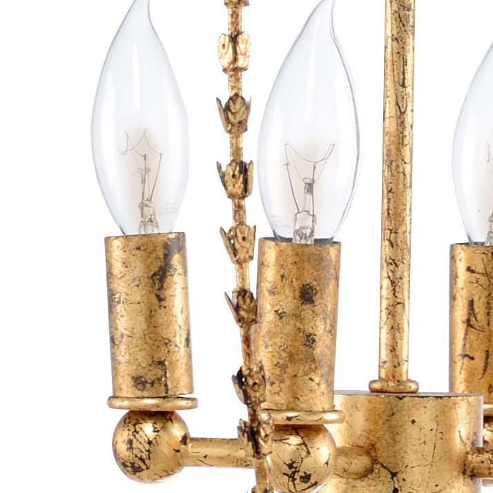 Blackened Gold Leaf 4-Light Globe Chandelier