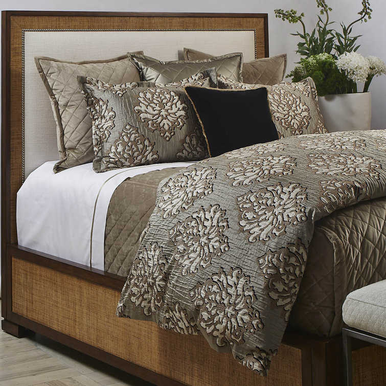 King Size Indigo Linen Quilted Coverlet Set with Euro Shams