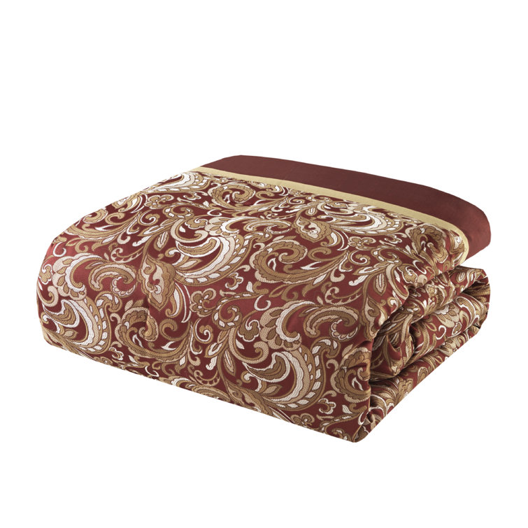 King Red Microfiber Floral Motif 24-Piece Bedding Set