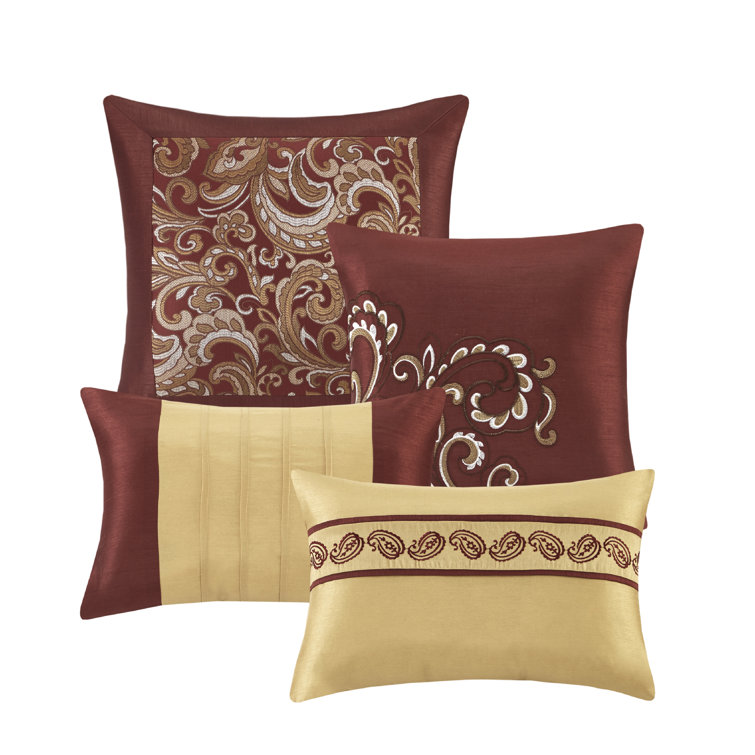 King Red Microfiber Floral Motif 24-Piece Bedding Set