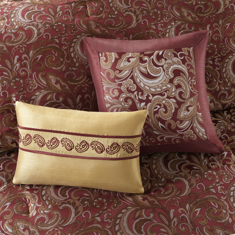 King Red Microfiber Floral Motif 24-Piece Bedding Set